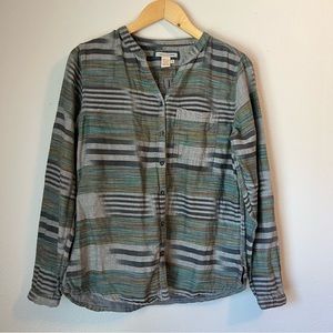 Carbon2Cobalt Women’s Carefree Earthy Button Down Shirt Top Striped